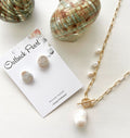 Golden Baroque Pearl Toggle Necklace
