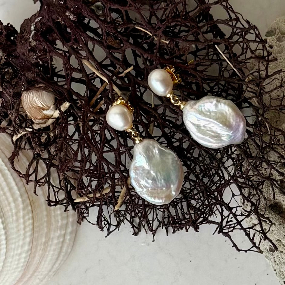 Pearl top baroque drop Earrings
